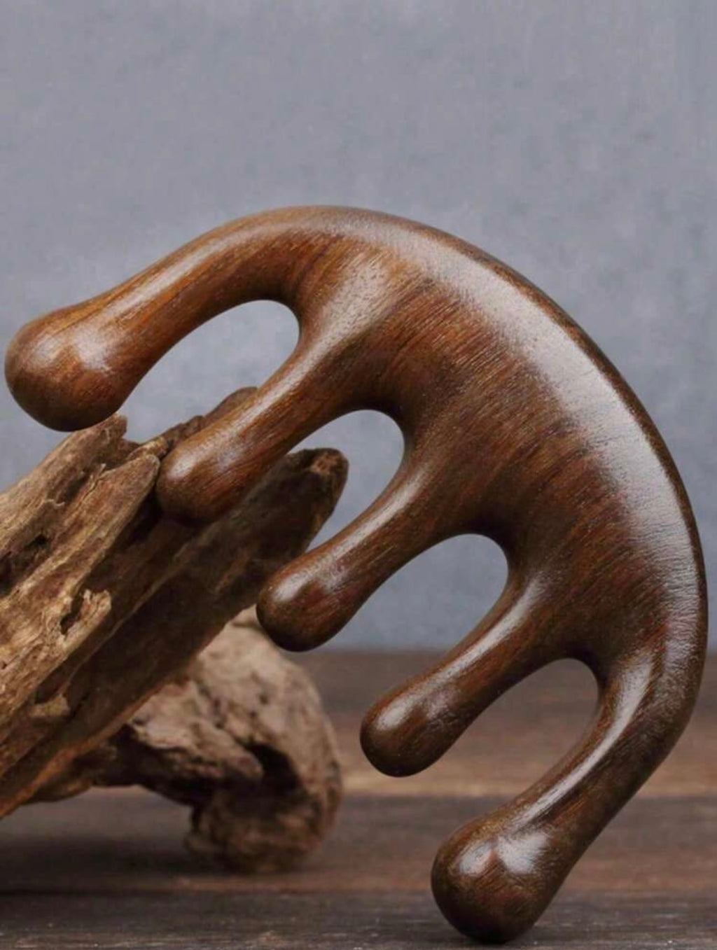 🌿  Mini Natural Wooden Scalp & Body Massager